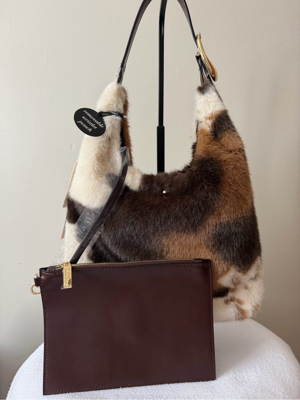 BCBG Generation Faux Fur Cow Print Hobo Bag!! - Picture 2 of 6